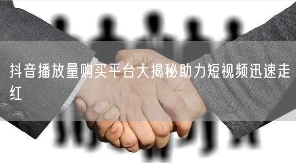 抖音播放量购买平台大揭秘助力短视频迅速走红