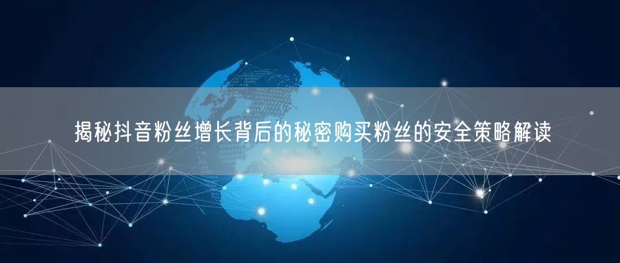 揭秘抖音粉丝增长背后的秘密购买粉丝的安全策略解读